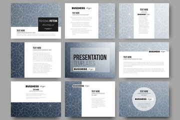 Set of 9 templates for presentation slides. Abstract floral business background, modern stylish vector texture