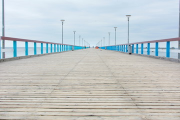 PALANGA LITHUANIA - JUNE 13: View at the Palanga wooden dock
