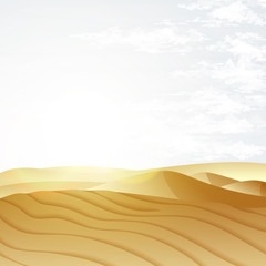 Desert landscape with blue sky. Dunes background. Landscape nature sand desert with dunes