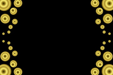 Golden circles as side frame on a black background