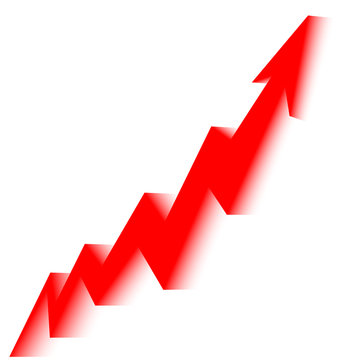 red arrow graph goes up white background