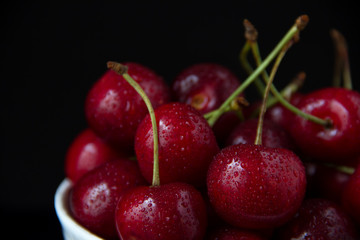 Cherry with water drops.