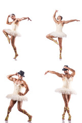 Fototapeta na wymiar Man in ballet tutu isolated on white
