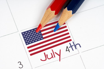 Fototapeta na wymiar fourth of july calendar