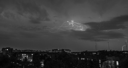 Lightning storm over city