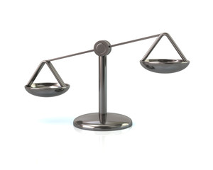 3d illustration of silver justice scales icon