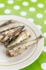 Marinated sardines served on the plate
