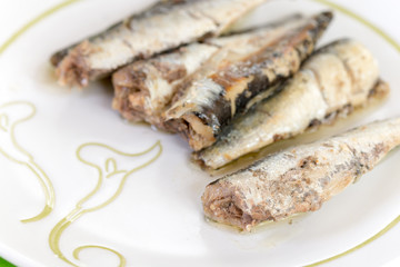 Close up macro marinated sardines