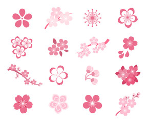 Fototapeta Cherry blossom japanese sakura vector icon set obraz