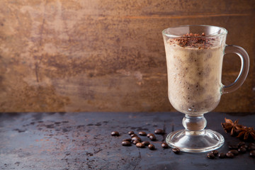 Smoothie of chocolate, banana and milk