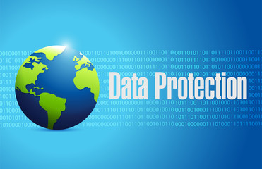 Data Protection binary globe sign illustration