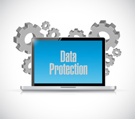 Data Protection laptop sign illustration