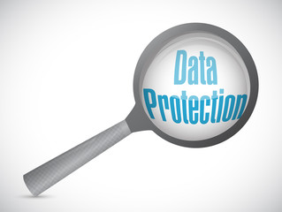 Data Protection magnify glass sign illustration
