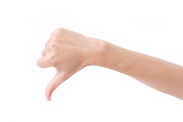 hand showing thumb down gesture
