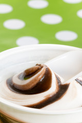 Close up macro ice cream chocolate cream