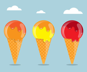 set of ice cream cone