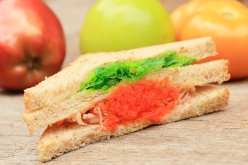 Seaweed salad and sandwich