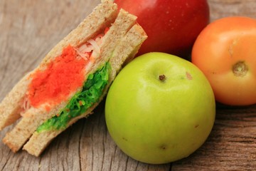 Seaweed salad and sandwich