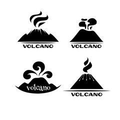 Volcano vector set. Logotypes and signs. - obrazy, fototapety, plakaty