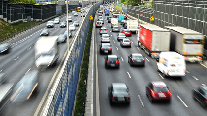 Six lane controlled-access highway in Poland © monticellllo