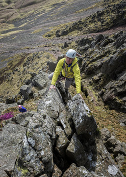 England, Cumbria, Lake District, Wasdale Valley, Napes Needle, climbers