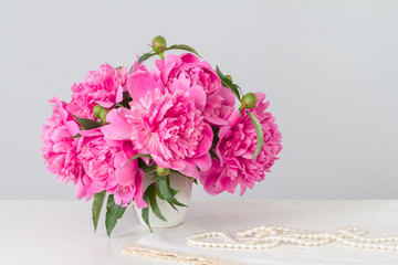 Bouquet of pink peonies
