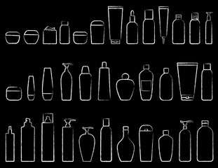 chalk cosmetic icon set