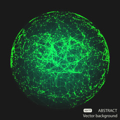 Abstract vector mesh spheres. Futuristic technology style. Elegant background for business presentations. Flying debris. 