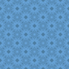 Seamless Texture on Blue. Element for Design. Ornamental Backdrop. Pattern Fill. Ornate Floral Decor for Wallpaper. Traditional Decor on Background