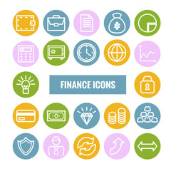Set of finance and money linear icons.   Thin icons for print, web, mobile apps design