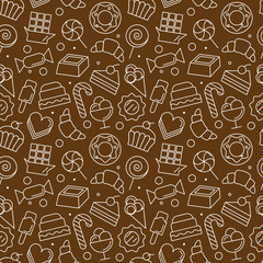 Seamless pattern with different sweet icons