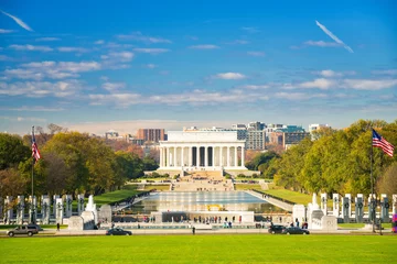 Tableaux ronds sur aluminium brossé Lieux américains Lincoln memorial and pool in Washington DC, USA