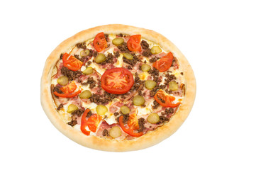 Photo pizza on the white background 