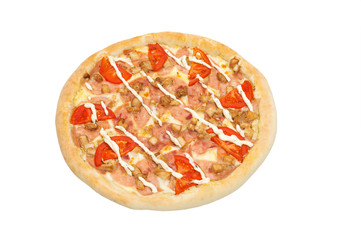 Photo pizza on the white background 