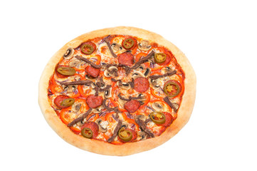Photo pizza on the white background 