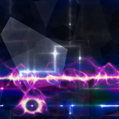 Abstract dark blue and black background with purple electrical discharge