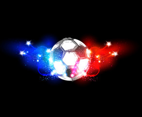 Fototapeta premium France football light banner with a soccer ball easy all editabl