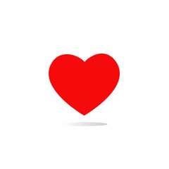 Vector red heart on white background with shadow.