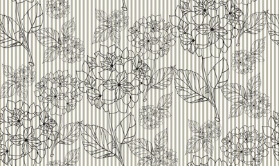 Obraz premium Flower seamless pattern with hydrangeas.