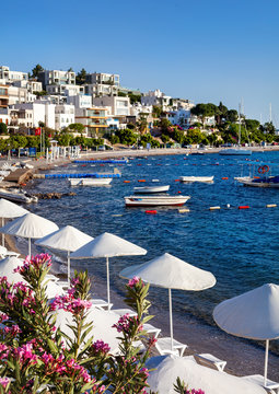 White Umbrellas On The Bodrum Beach