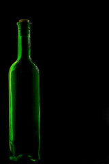 glass bottle, empty, original, on black background