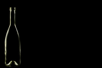 glass bottle, empty, original, on black background