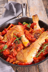 baked chicken leg and tomato sauce