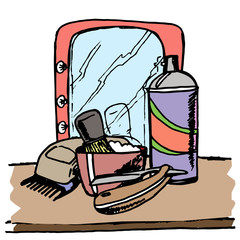 Barber shop. Vector. Drawn by hand. Items for hairdressers.