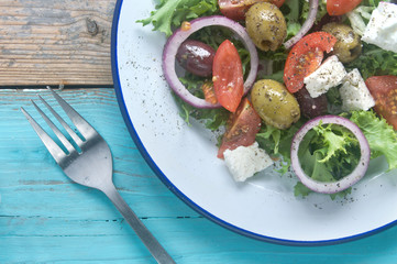 Greek salad close up