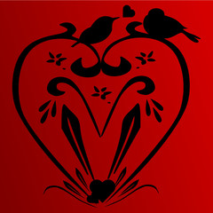 abstract heart with little birds