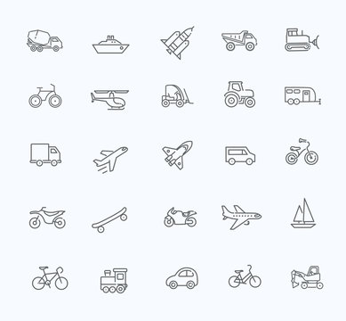 Transport icons, thin line design