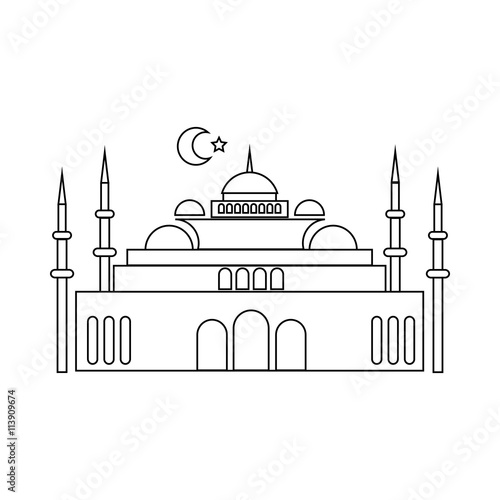 "Mosque icon in outline style" Imágenes de archivo y vectores libres de