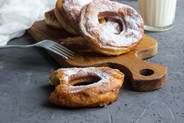 homemade donuts with sugar powder