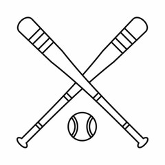Baseball bat and ball icon, outline style